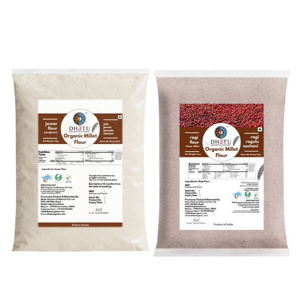 Organic Ragi & Jowar Flour Combo 4 kg – (2kg Each)