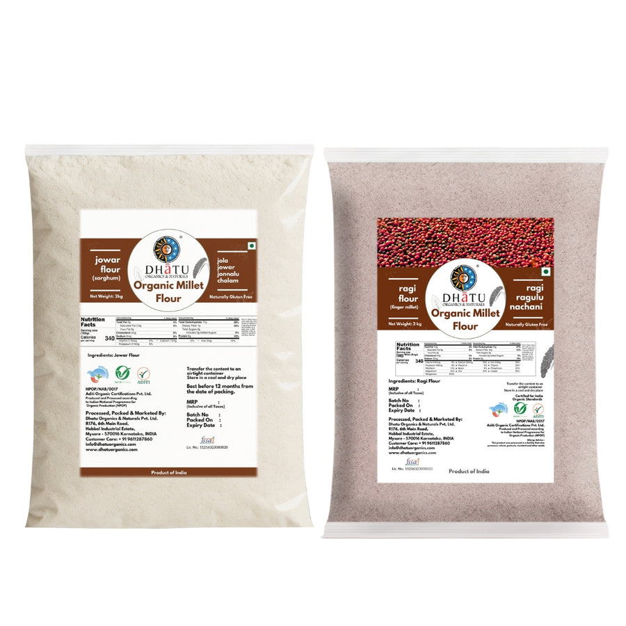 Organic Ragi & Jowar Flour Combo 4 kg – (2kg Each)