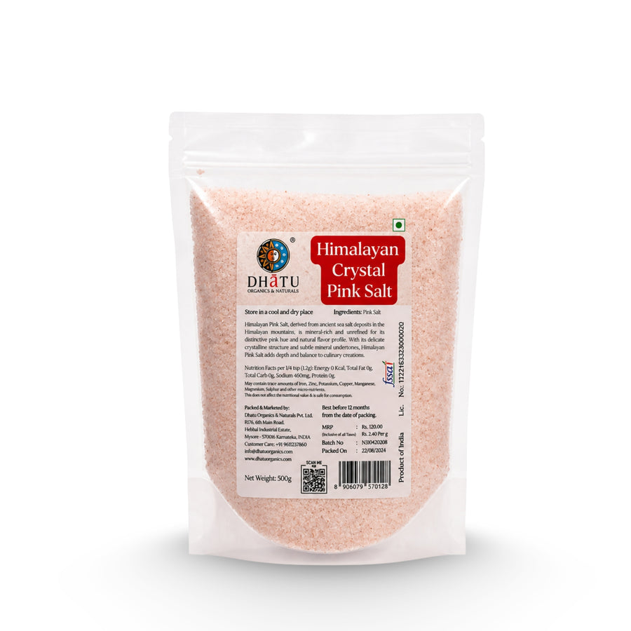 Himalayan Crystal Pink Salt 500g | Sendha Namak | 84 Trace Minerals | Vrat Salt