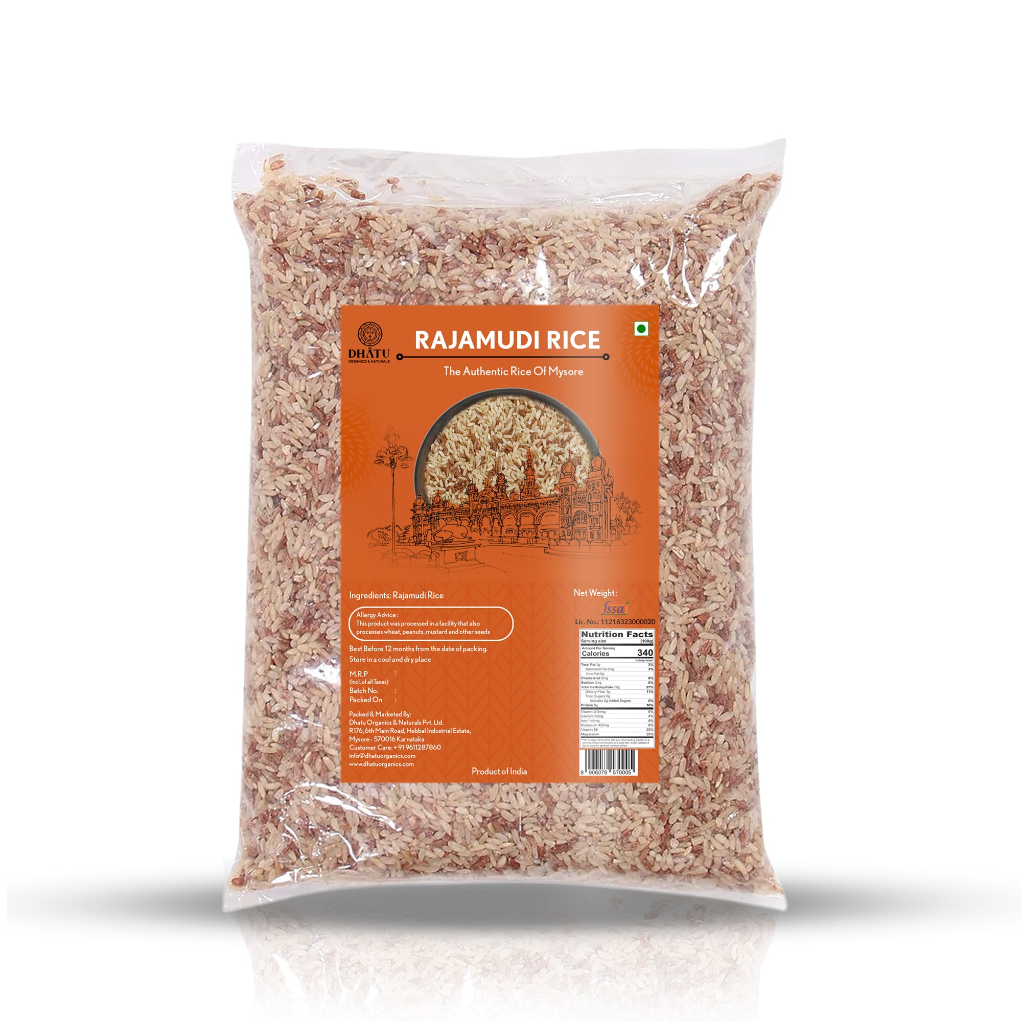 Unpolished Rajamudi Rice 5kg – Dhatu Organics