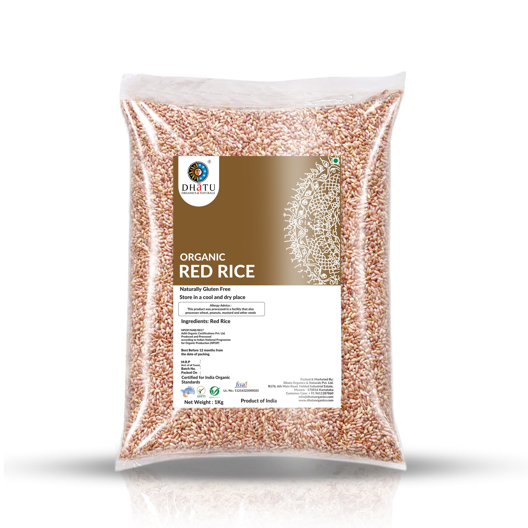 Organic Red Rice 1kg – Dhatu Organics