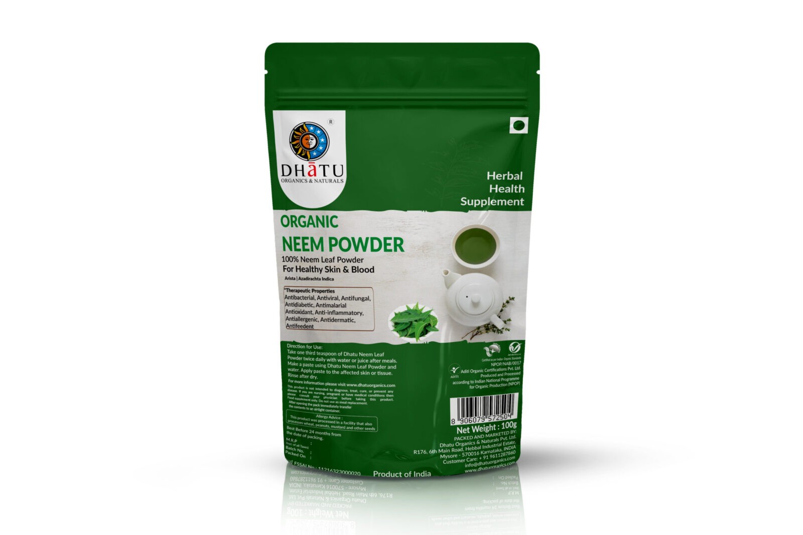 Organic Neem Leaf Powder 100g – Dhatu Organics